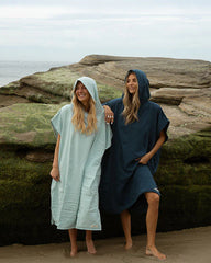 Border Classic Stripe Poncho - Aqua