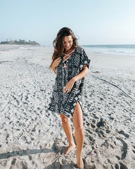 Adobe Mudcloth Cover Up Black